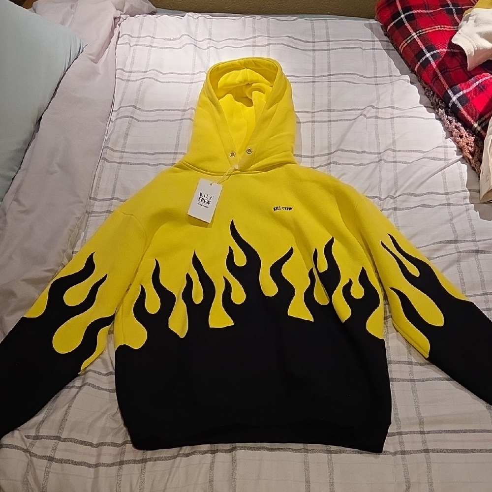 Kill Crew Yellow and Black Flame Hoodie
